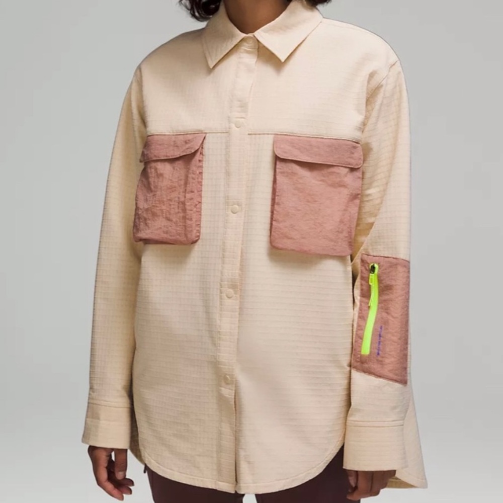 Lululemon Grid Fleece Hiking Overshirt Prosecco/Pink Clay Size 12